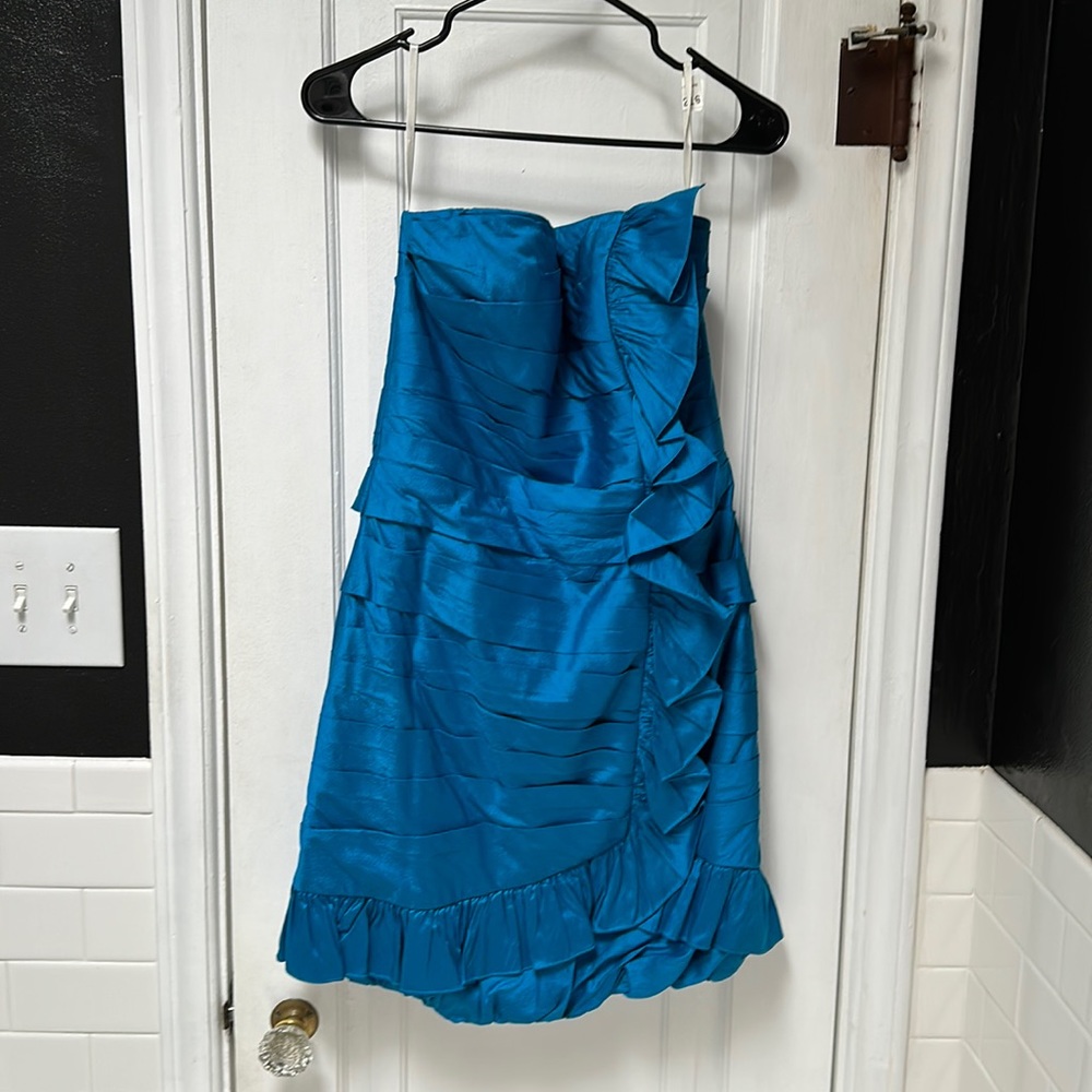 Bright blue taffeta Jovani dress